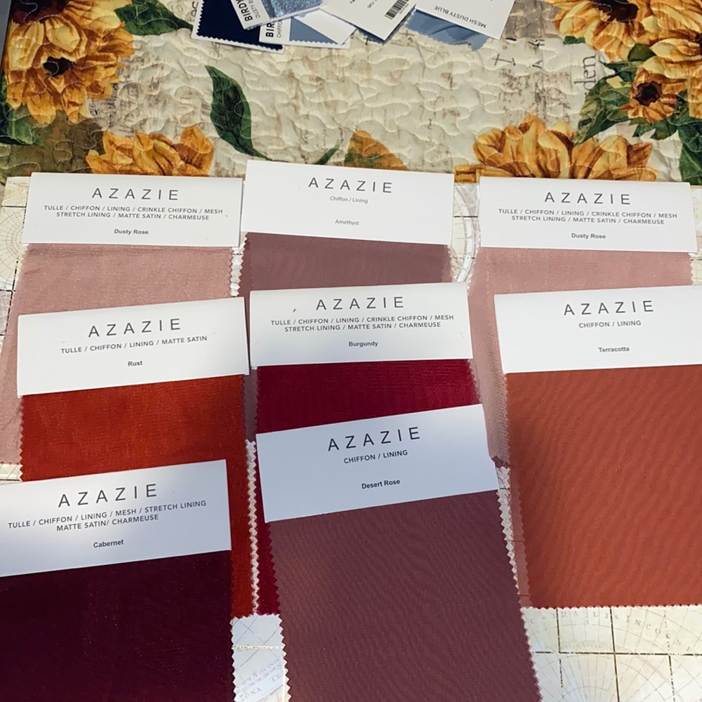 Azazie Bridesmaids dress swatches